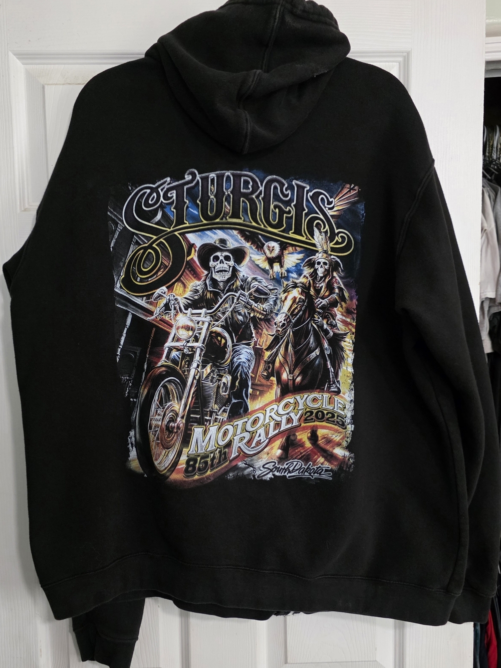 85th Sturgis Black Zip-Up Hoodie with Sleeve Logos - Picture 2 of 2